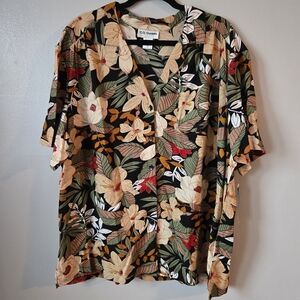 NWT C.D. Daniels Floral Button Down Shirt Top Summer Vacation Tropical